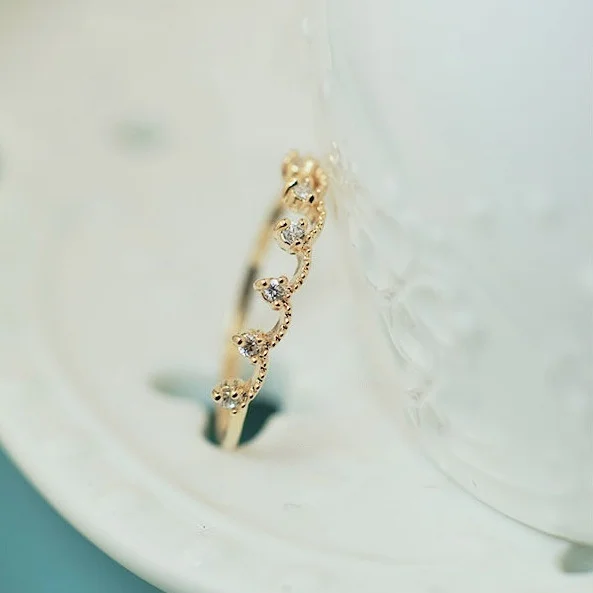 Три цвета Женское кольцо принцессы с цирконием и короной три размера