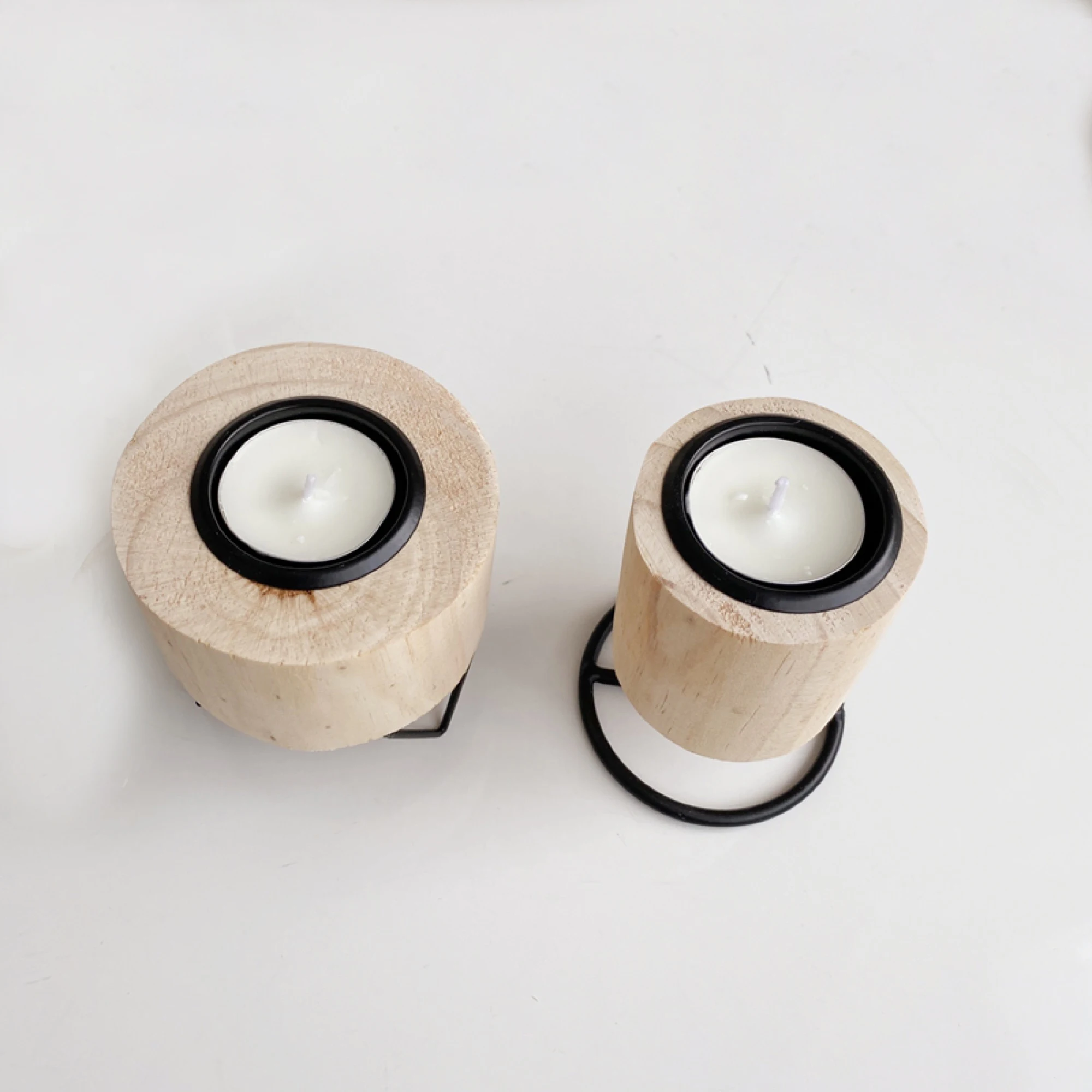 

Wood Metal Tealight Candle Holders Modern Decoration Round Contemporary Holder Table Centerpiece Wedding Decoration Supplies