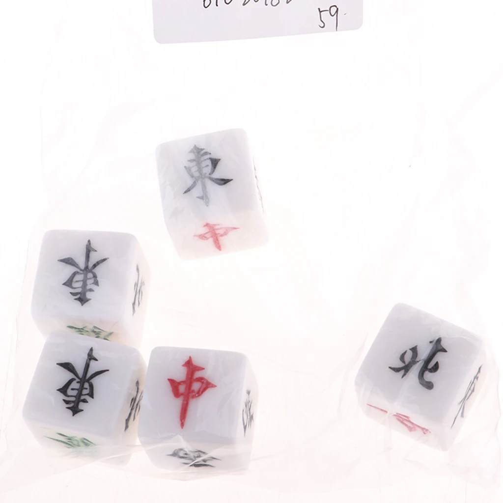 

2019 New Board Game Mahjong Accessories Set of 5 Acrylic Dices Entertainment Games Accs Family Holiday Board Game