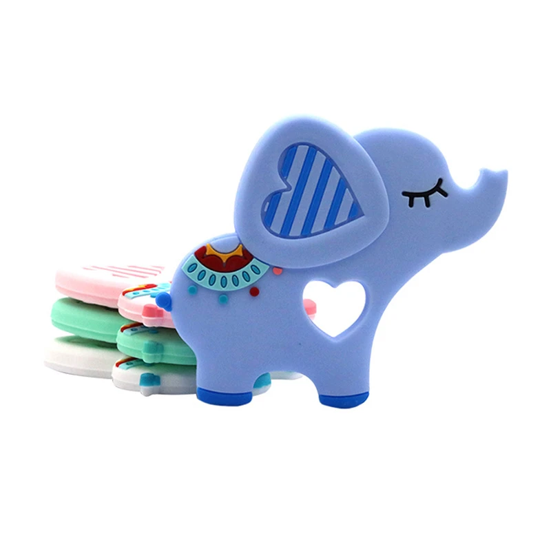 Mordedor de silicona seguro para beb&eacute;, juguete de dentici&oacute;n de elefante lindo, collar de dentici&oacute;n, accesorio de lactancia, mordedores para beb&eacute;, juguetes para masticar sin BPA-2