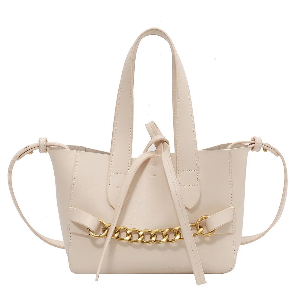 

Ladies Shoulder Bag Large Capacity Fashion Women Commute Handbag Simple Female Bucket Bag Artificial Leather White 2021 New