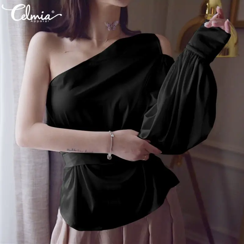 Женская Повседневная Блузка Celmia повседневная однотонная блузка с воротником