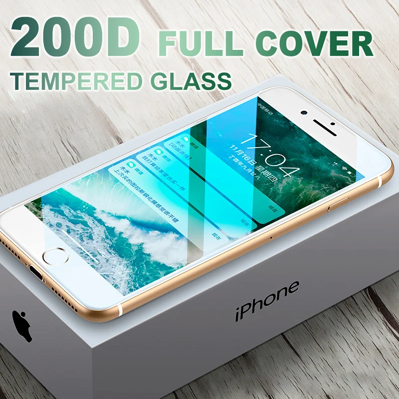 200D полное покрытие защитное закаленное стекло для Iphone 7 8 Plus Защитное экрана 6 6s