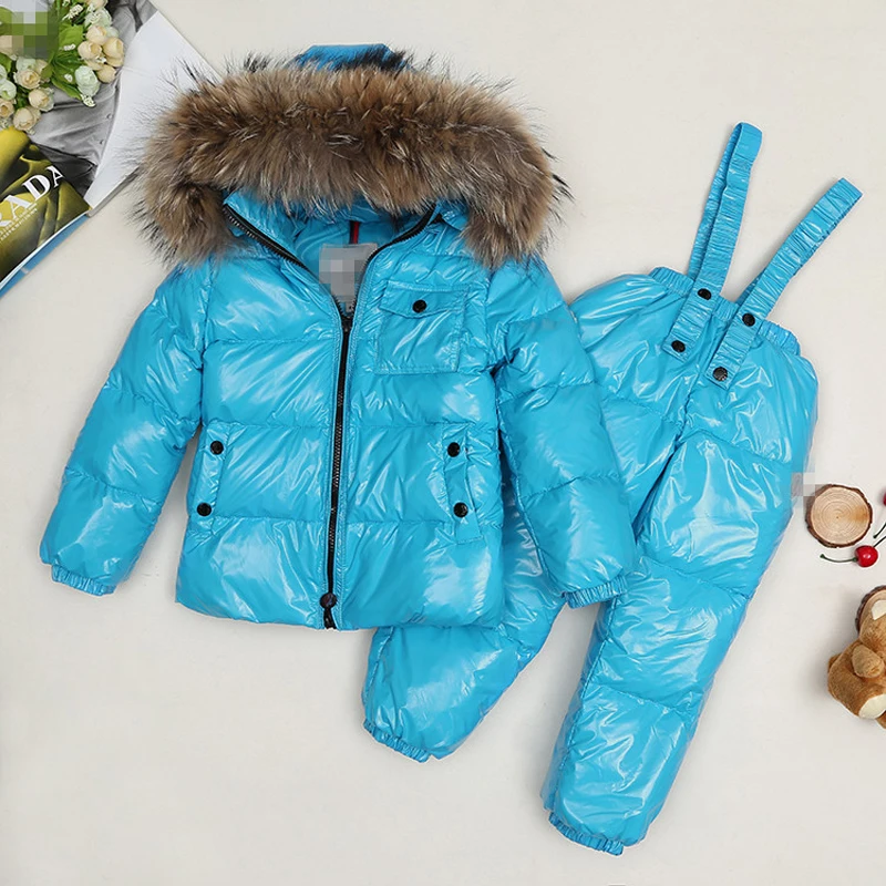 Детский пуховой костюм зимняя куртка в розницу теплая русском стиле на утином