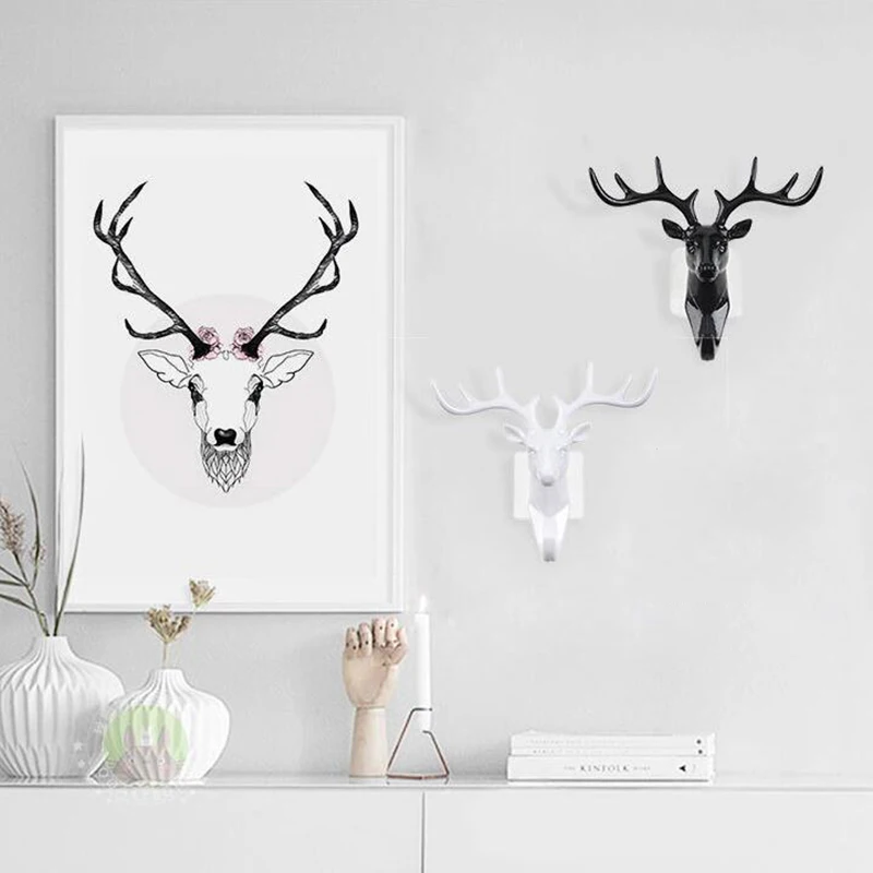 

Punch-free Wall Hanging Hook Antler Wall Hooks Deer Head Antlers Hooks For Hanging Clothes Hat Scarf Key Hanger Door Wall Decor