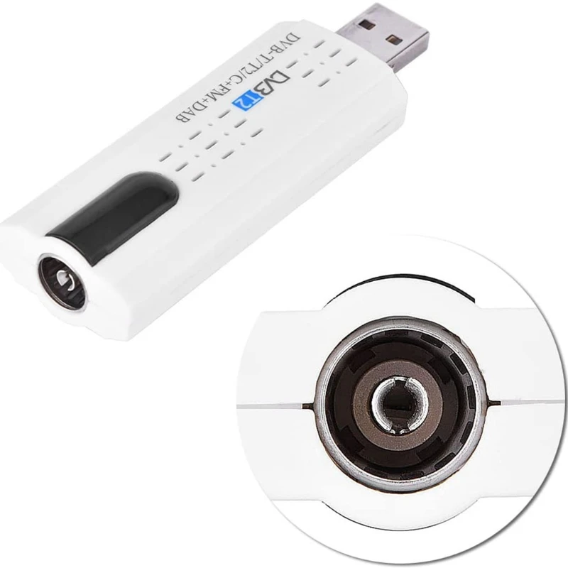 Digital Satellite DVB T2 USB TV Stick Tuner Antenna Input IEC Connector Support DVB-T2/DVB-T/DVB-C/VHF/UHF Band
