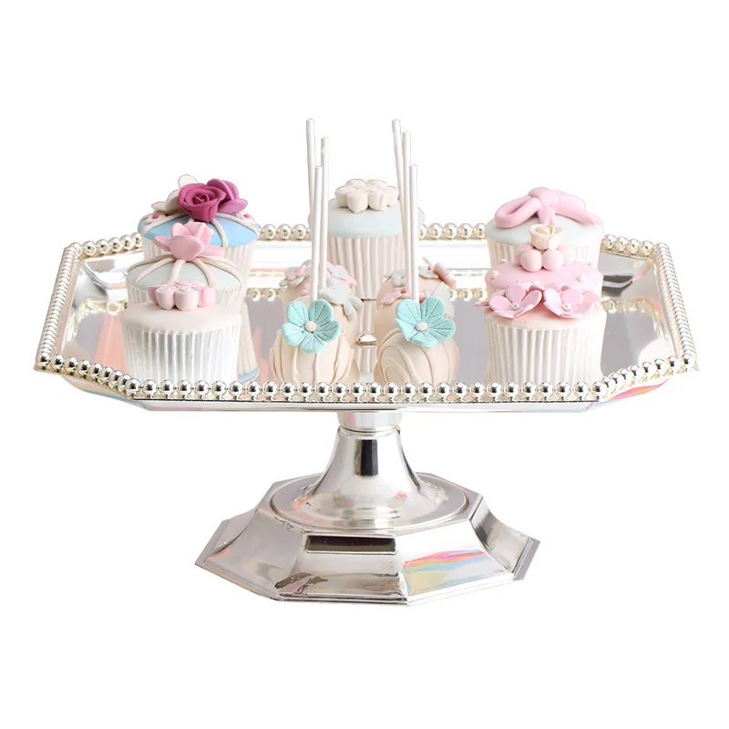 Подставка для квадратного торта из серебристого железного металла высокого качества для свадебного стола, декорирования дома, десертный поднос для украшения дома.