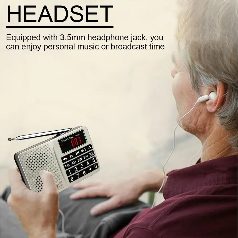 Retekess TR603 AM FM радио коротковолновый транзистор цифровой тюнинговый приемник MP3