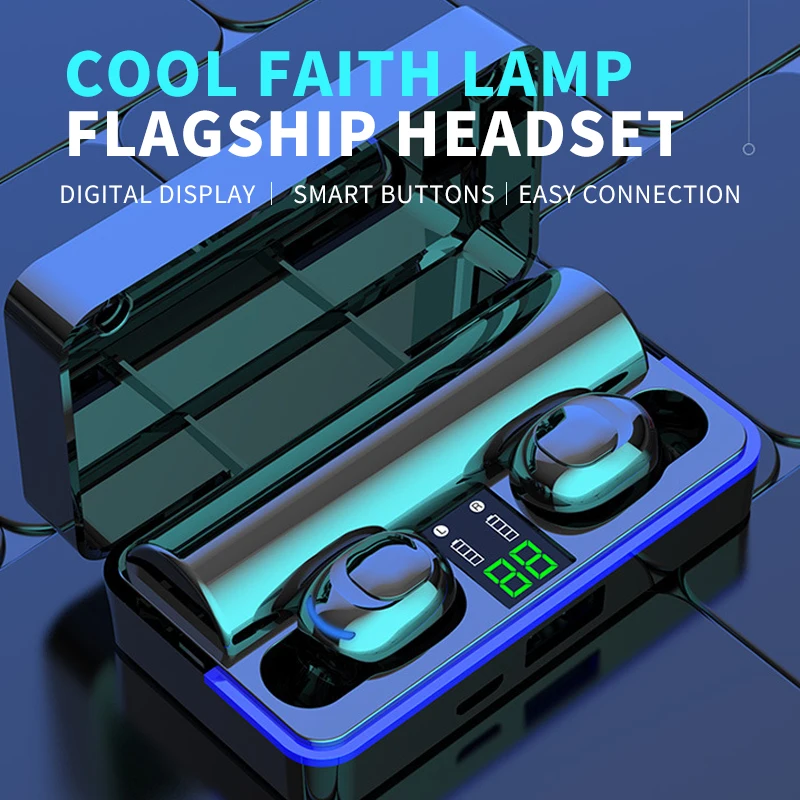 

Беспроводные наушники-вкладыши Bluetooth 5.0 со светодиодной подсветкой, TWS, с сенсорным управлением, Спортивная гарнитура с шумоподавлением, вод...