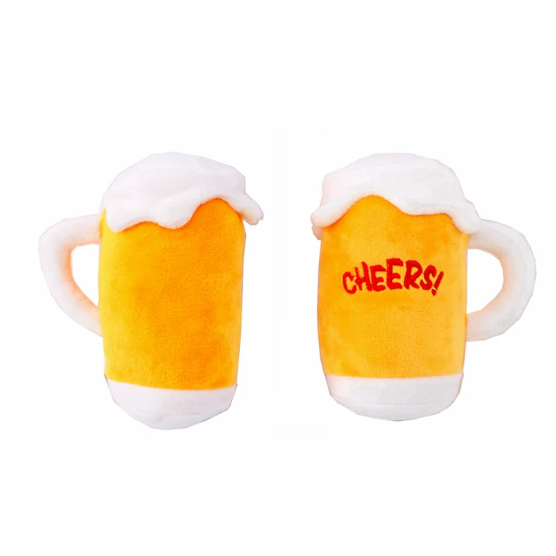 Плюшевые игрушки для собак креативная пивная бутылка форма чашки пищалка