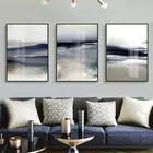 Спрей цвет абстрактные чернила пейзаж синий океан морские волны горный холст скандинавские картины Настенная картина плакат украшение для гостиной