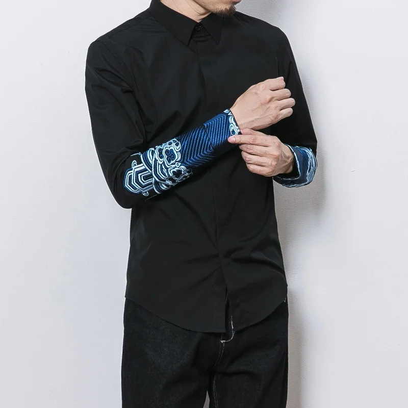 

New Men'S Cotton Shirts Long Sleeve Clothing Casual Tang Suit Chinese Style Embroidery Loose Man Shirt Streetwear Outwear KK3453