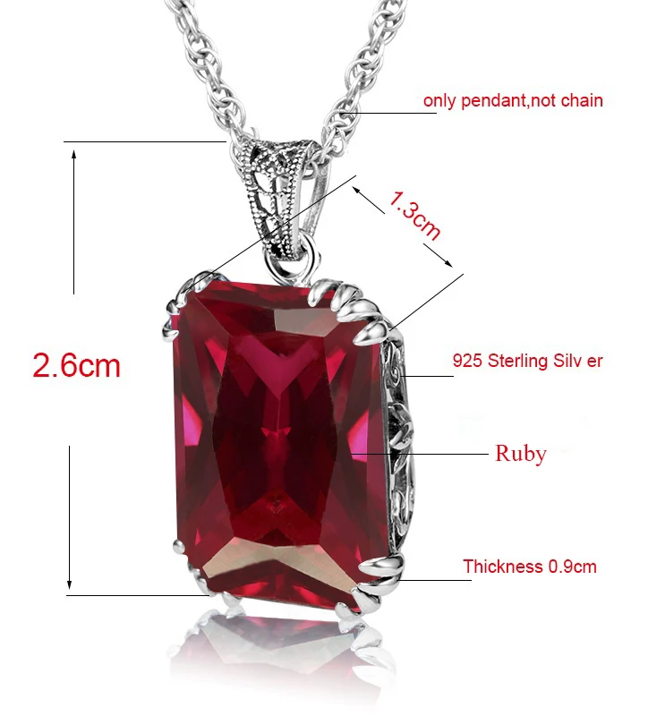 100% подлинное Серебро 925 кулон ожерелье винтажная Корона красный рубин подвески