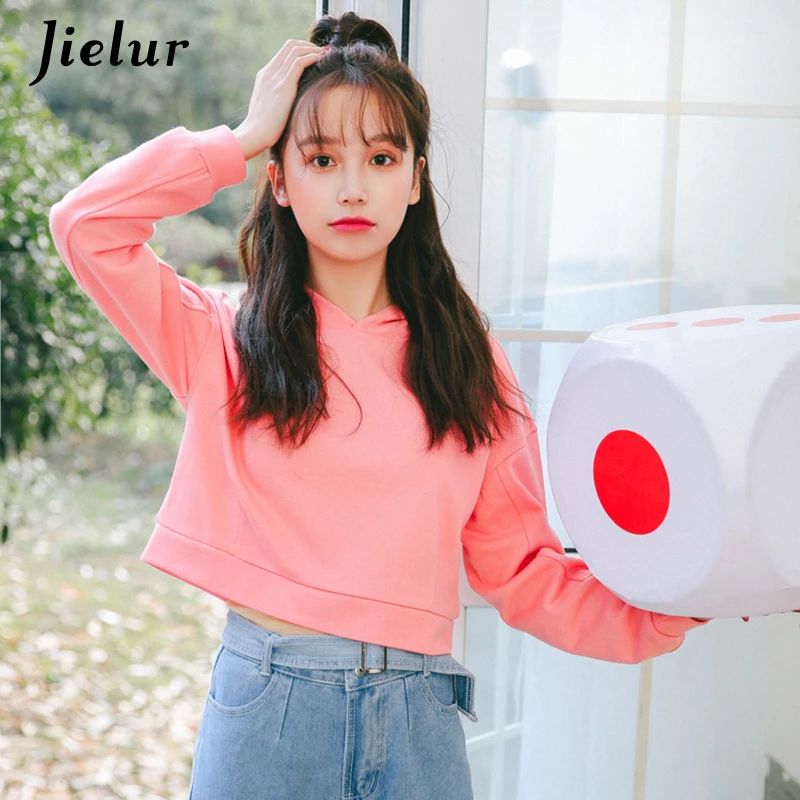 УКОРОЧЕННЫЙ ТОП Jielur с капюшоном и милым принтом сзади Женская S-L худи модная