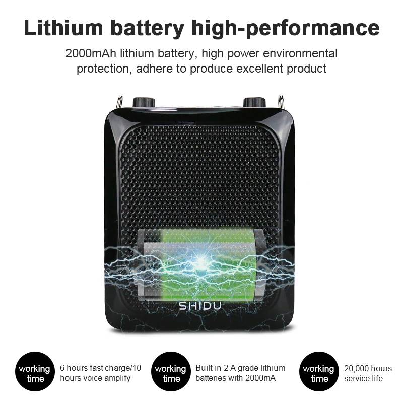 SHIDU 25W Portable Wireless Voice Amplifier for Teacher 4000mAh Battery Bluetooth Speaker with Microphone Echo AUX Recording S28 images - 6