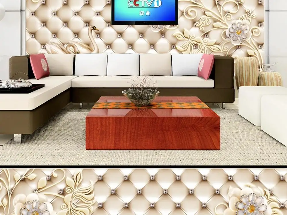 

New Custom 3D Large Mural Wallpaper Three-dimensional soft embossed jewelry flower children's room TV Background living Bedroom