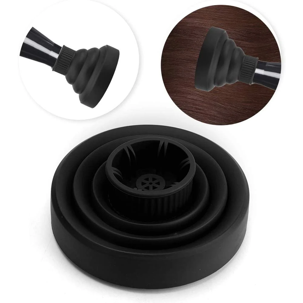 

Hair Dryer Diffuser Cover Adaptable Telescopic Folding High Temperature Resistant Silicone Black for Blow Dryers