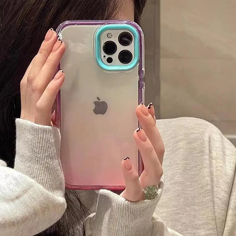 Милое градиентное чехол на 360 градусов для полной защиты телефона для iPhone 13 Pro Max 12 11 XR XS X 7 8 Plus ударопрочный прозрачный мягкий ковер.