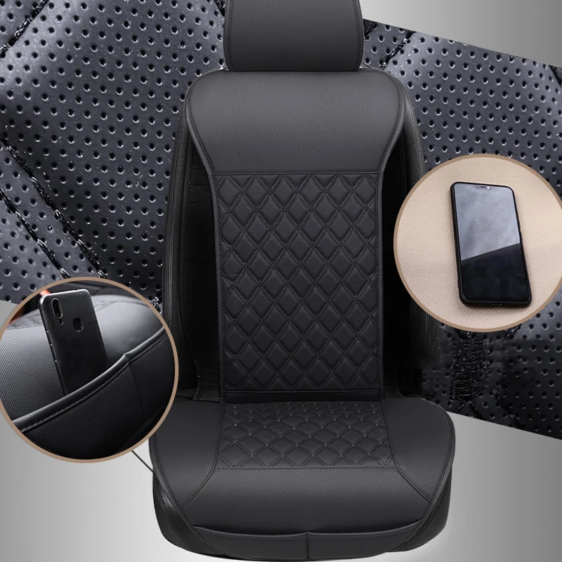 

PU Leather Car Seat Cover Automotive Universal Waterproof Seat Cushion Backrest Auto Front Chair Protector Mat With Pocket