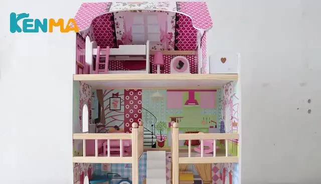 

High Quality Wholesale Role Play Toys Wooden Pretend Dollhouse Kids Wood Doll house