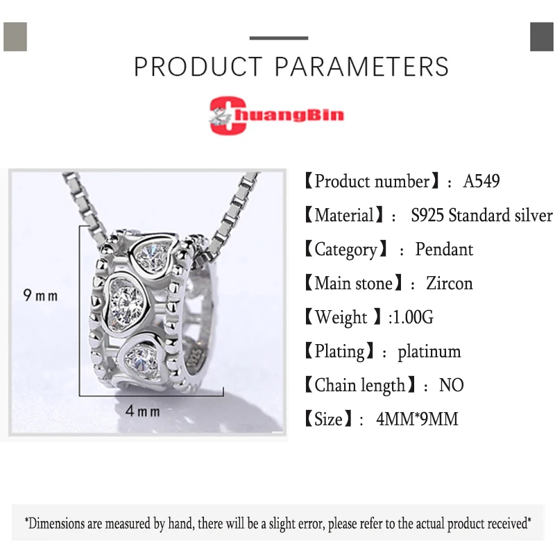 

Genuine S925 sterling silver ladies gift Micro inlay pendant Korean personality zircon fashion love heart cylinder pendant