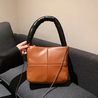 autumn new space cotton plaid bag for women fashion pu soft shoulder bag large capacity handbag casual shopping bag