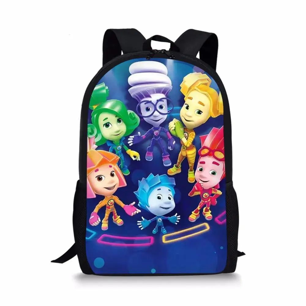 HALYUNASC Cool Kids Backpack Russian Cartoon The Fixes Pattern Students School Bag Kawaii Boys and Girls Mochila Book Bag