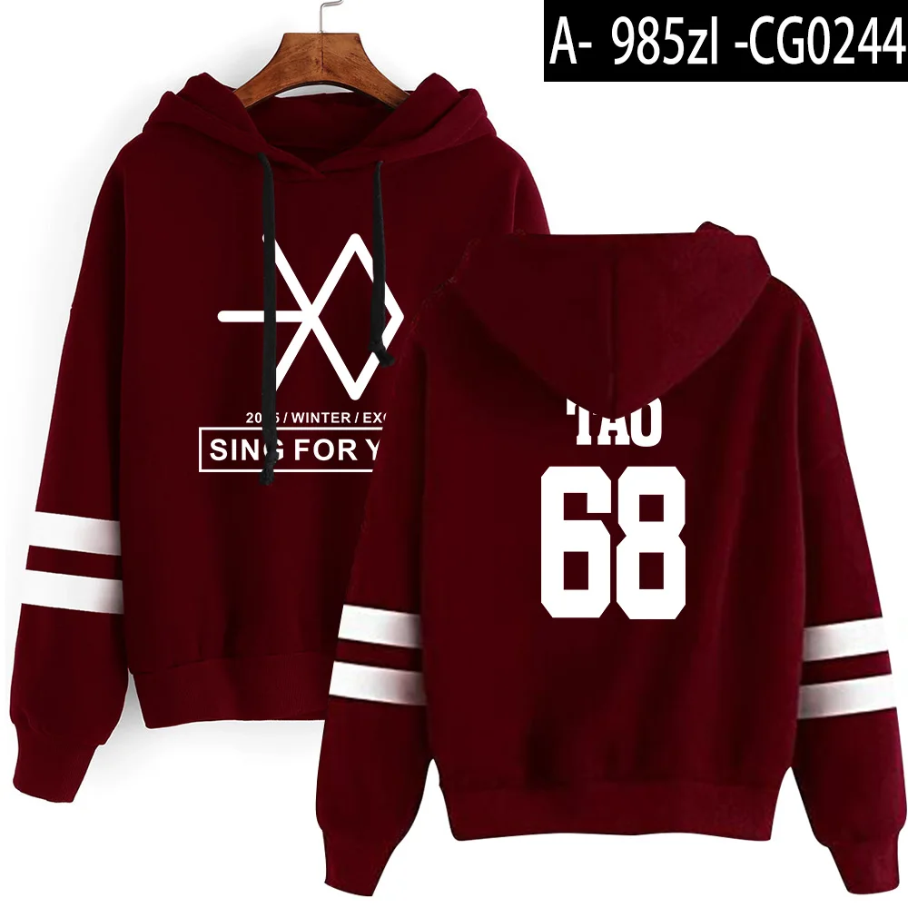 Kpop EXO милый женские худи Harajuku Повседневный Спортивный костюм Свободная Толстовка с капюшоном корейский стиль свободная толстовка с капюшоном женские флисовые толстовки - Цвет: red