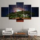 5 панелей, современная картина с принтом дерева, картина, настенное искусство, домашний декор для гостиной, картина с рамкой
