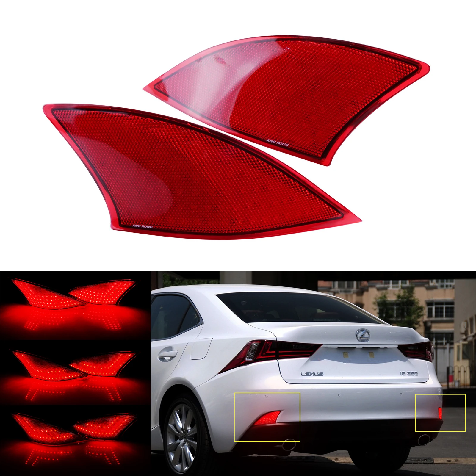 

2x Красные линзы, светодиодный задний бампер, отражатель, стоп-сигнал, задний фонарь для Lexus IS 250 350