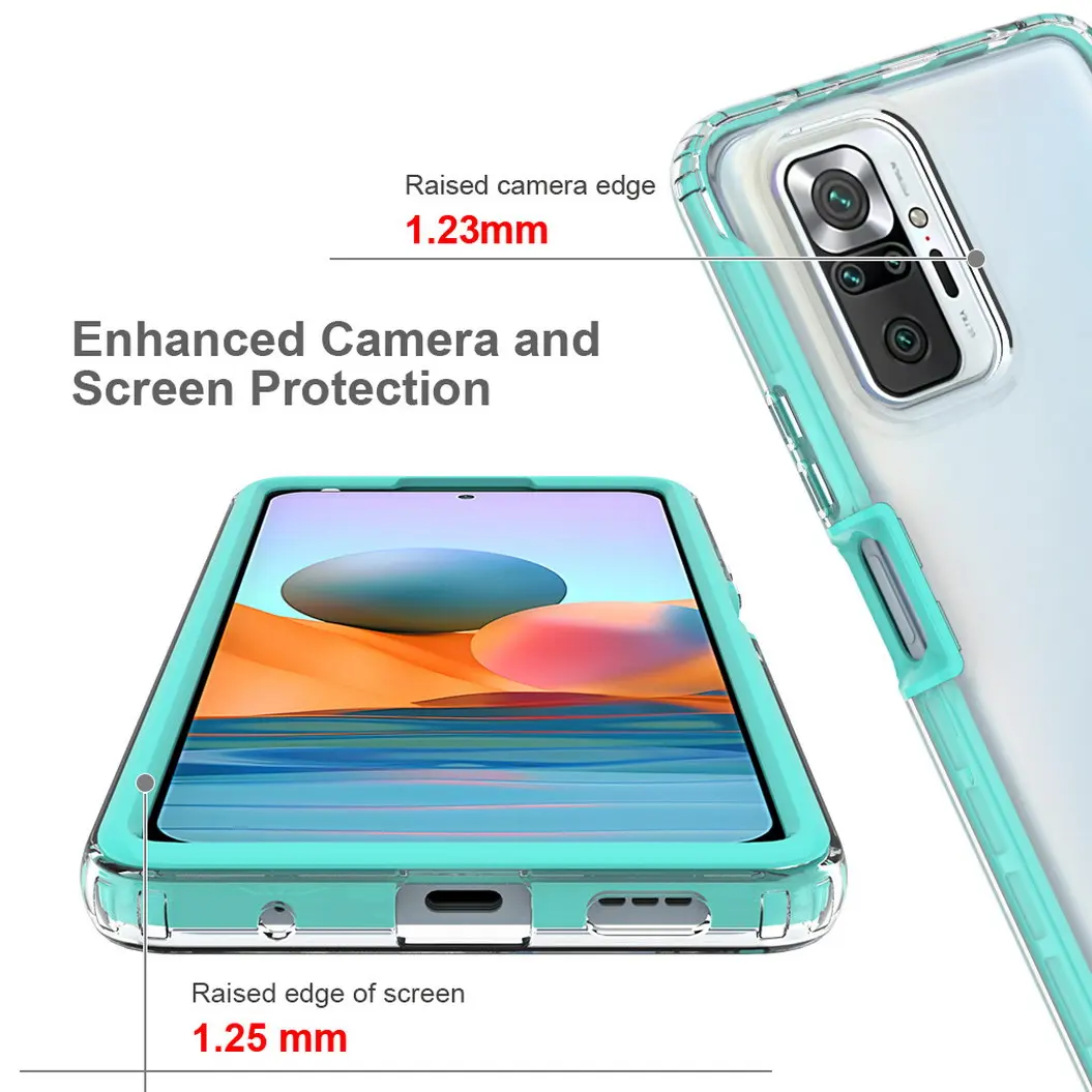 luxury shockproof phone case for xiaomi redmi note 10 pro case note10 transparent 2 in 1 hybrid ptu cover for redmi note 10 free global shipping