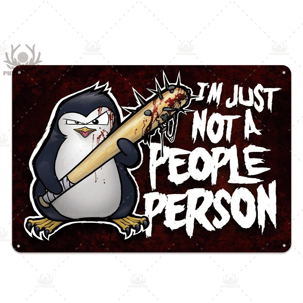 TH3043 Crazy Penguin металлический плакат Забавный металлический оловянный знак железная Живопись Домашний Декор декоративная металлическая тарелка Настенный декор - Цвет: TH3043