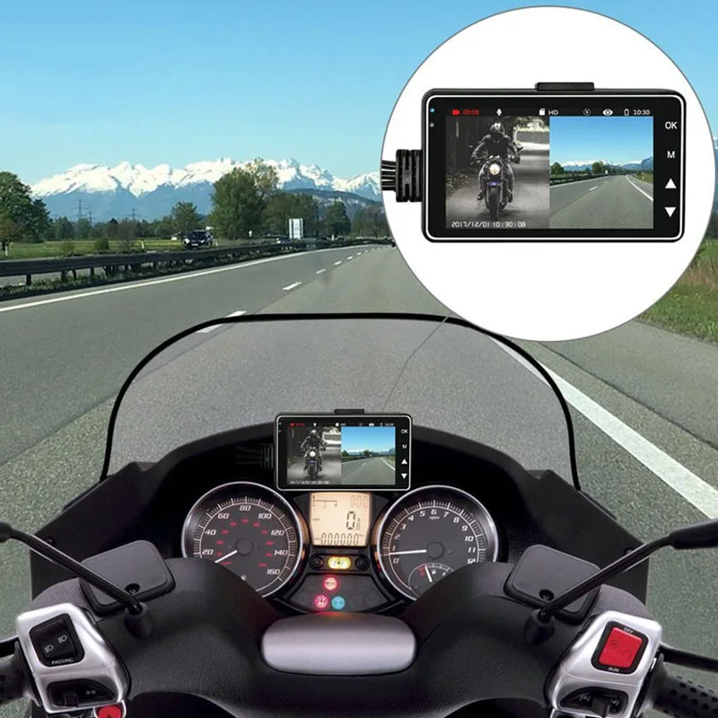 Motorbike Video Recorder Motorcycle Camera DVR Motor Dash Cam with Dual-track Front Rear night vision G-sensor |