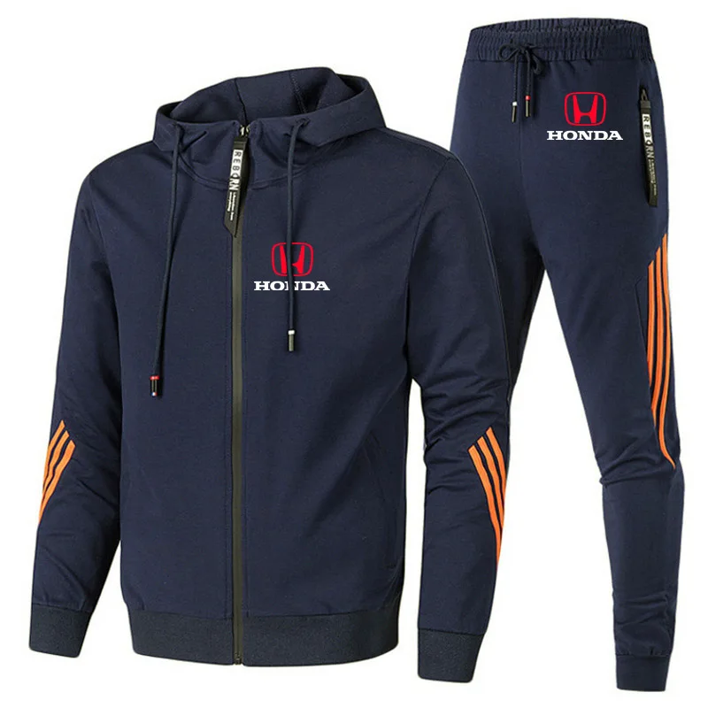 

Men's jackets Honda Car Logo Printing Spring Autumn Casual High Quality Cotton Men's Hoodie + Pants 2-piece set