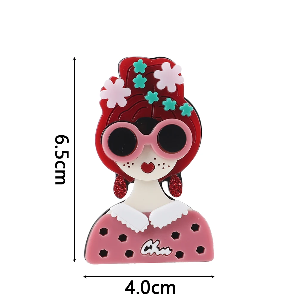 Новый дизайн одежды розовый свитер очки Девочка Акриловые Броши для женщин