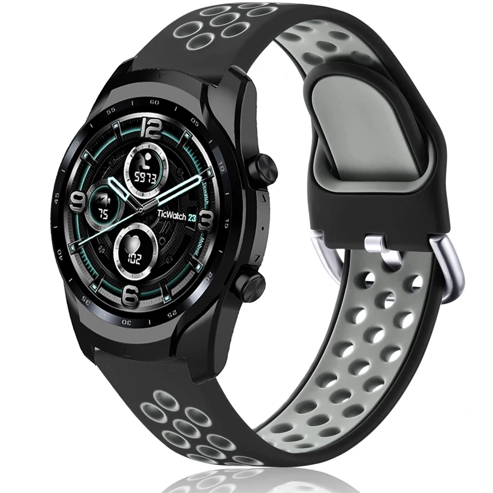Дышащий силиконовый ремешок для TicWatch Pro 3/3 GPS 2020 GTX E2 S2 Смарт-часы браслет наручные
