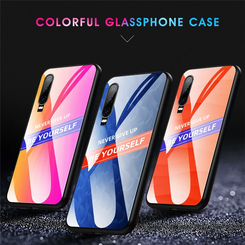 Tide Brand Glass Phone Case For Huawei P20 P30 Pro Lite Cool Gradient Tempered Cover P Smart Z 2019 |
