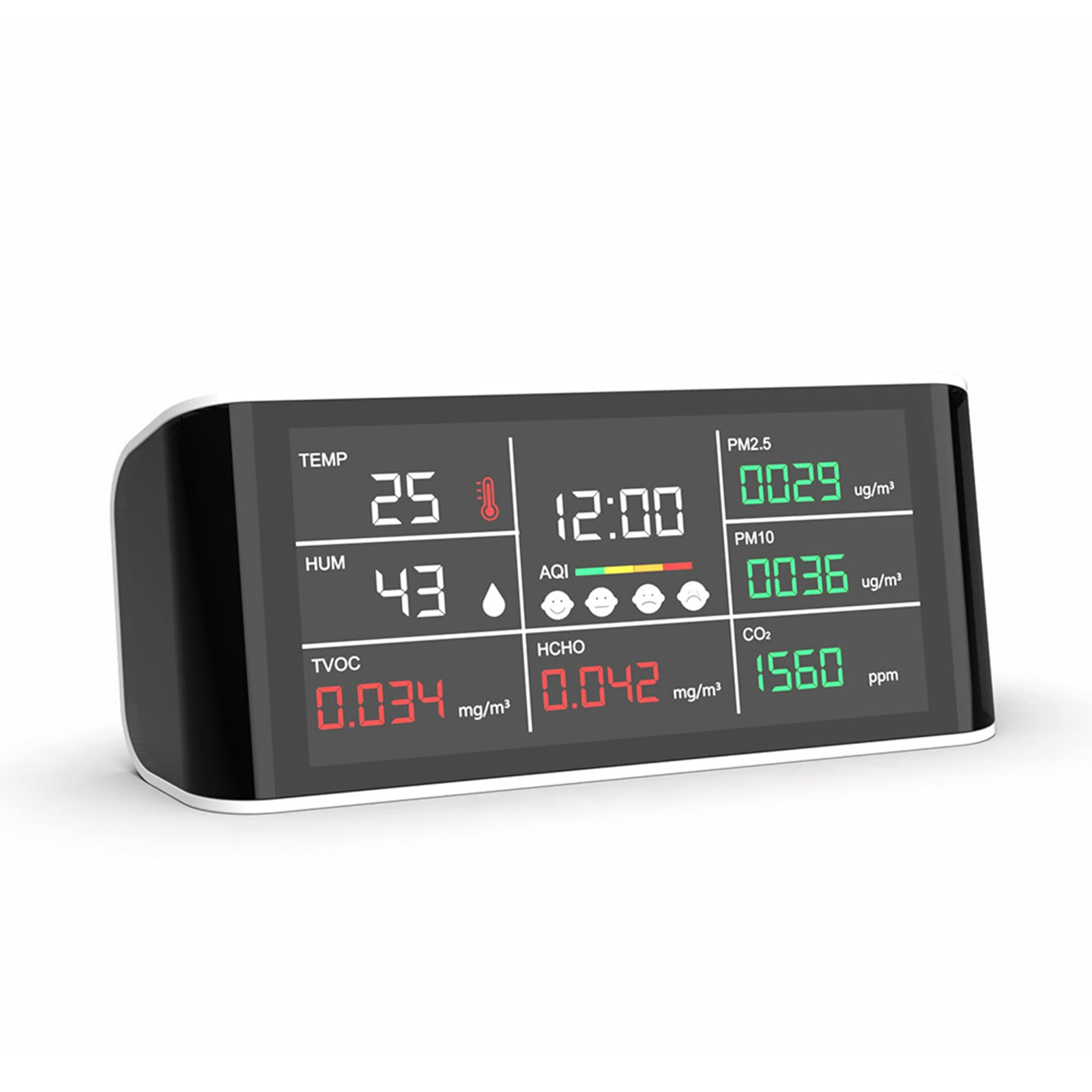 

CO2 Detector Multifunctional 200x65x80mm ABS HCHO High Accurate PM10 DM69 Portable PM2.5 TOVC Air Quality Monitor