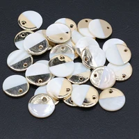 wholesale30pcs natural freshwater shells round pendant making diy necklaces charm jewelry gift mother of pearl shell