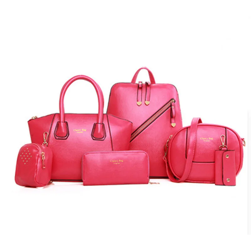 Новинка женские сумки из 6 частей композитные через плечо кожаные и