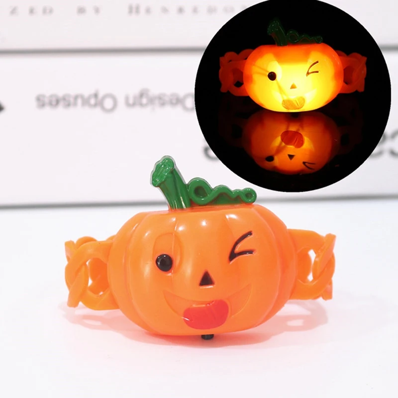 

Festival Decoration Shiny Pumpkin Bracelet Pat Ring Kids Cartoon Wristband Halloween Decor Funny