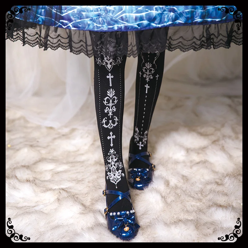 

Gothic japanese sweet lolita JK college style sweet lolita stockings retro cute printing cosplay stockings kawaii girl cos loli