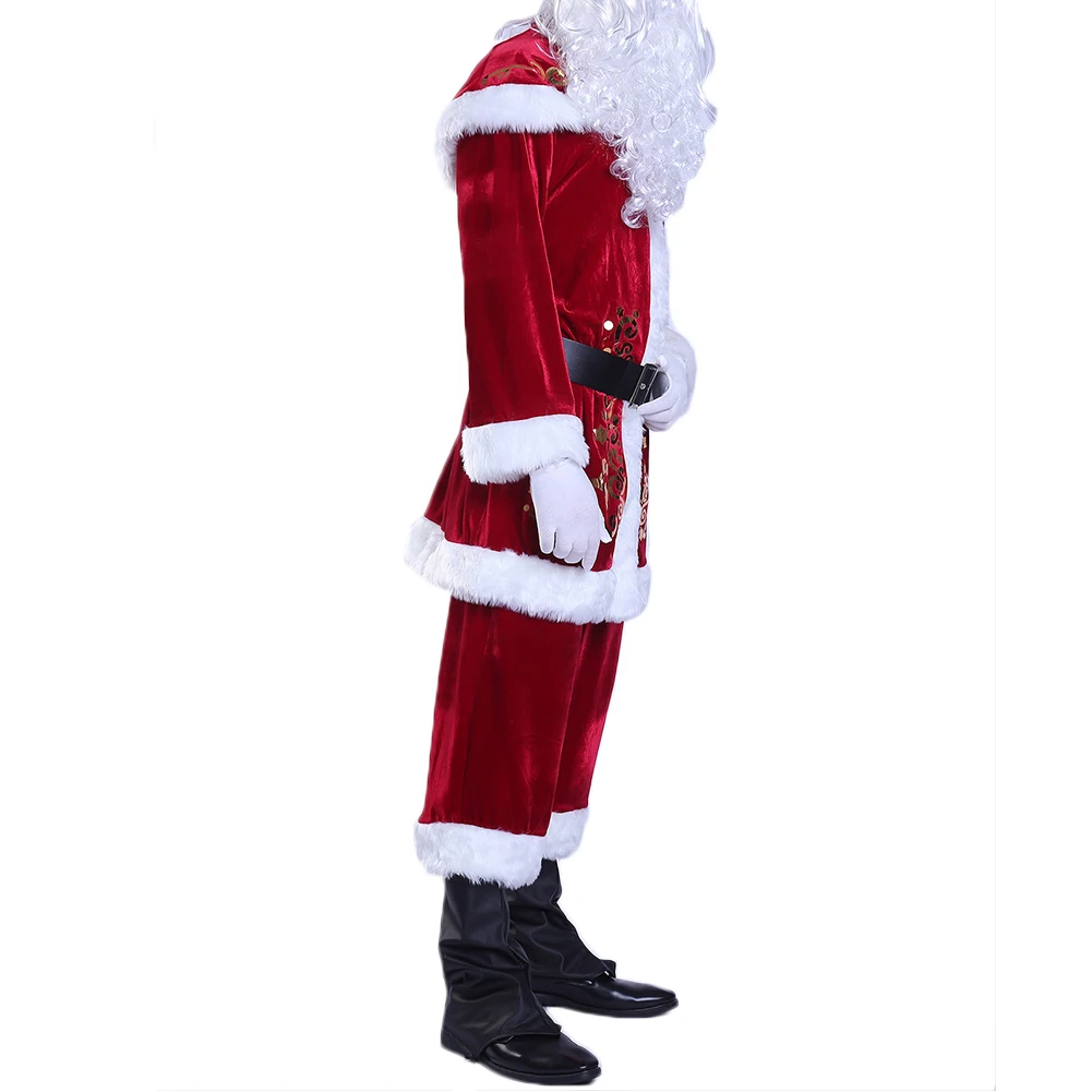 6PCS Christmas Santa Claus Costume Fancy Dress Adult Men Suits Cosplay Outfits | Costumes