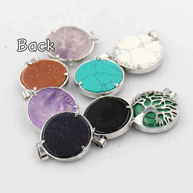 Вставка из натурального камня диаметром 27 5 мм Круглый Подвеска с деревом жизни