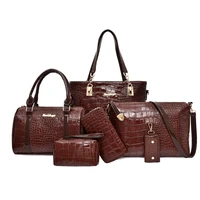 6pcsset alligator pattern shoulder handbags clutch leather women card bags handbag shoulder bags solid color bag dropshipping