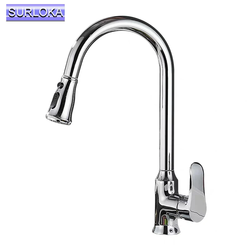 

Black Plating Brushed Brass Pull Out Spray Kitchen Basin Sink Water Faucet Mixer Tap Swivel Spout Bathroom Hot Cold Water Faucet