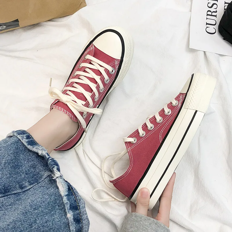 

Yuppy Soul 2021 New Summer Women's Vulcanized Shoes Thick-Soled Low-Top Canvas Shoes Comfortable Height-Increasing Shoes