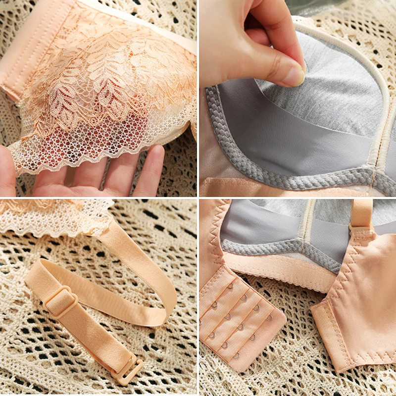 Sujetador de encaje para mujeres embarazadas, sost&eacute;n de lactancia sin anillo de acero, ropa de embarazo, algod&oacute;n org&aacute;nico, ropa interior de maternidad-5
