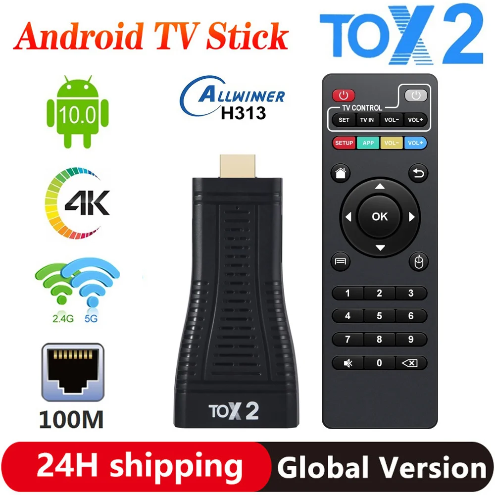 

Global Version TOX2 Android TV Stick Smart TV Box Android 10 Allwinner H313 Quad Core 2GB 16GB TvBox 2.4G/5G WiFi 100M BT5.0