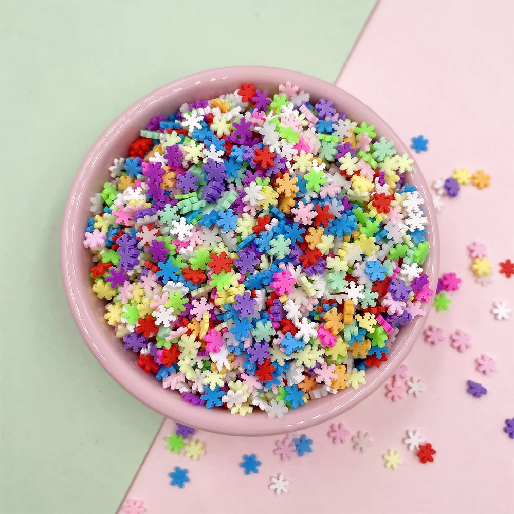 

50g/lot Colorful Snowflake Polymer Clay Slices Sprinkles for Crafts Making Christmas Decoration DIY Slime Filling Accessories